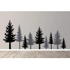 Full Pine Tree Branches Forest Winter Scene Silhouette Wall Decal