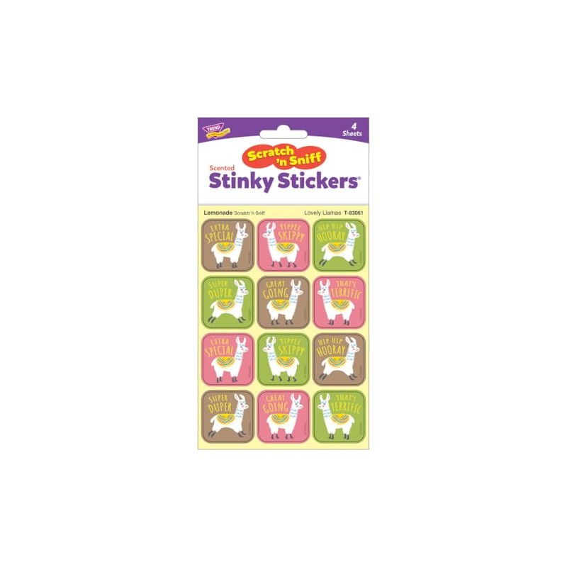 Lovely Llamas, Lemonade Scent Scratch 'n Sniff Stinky Stickers, 48