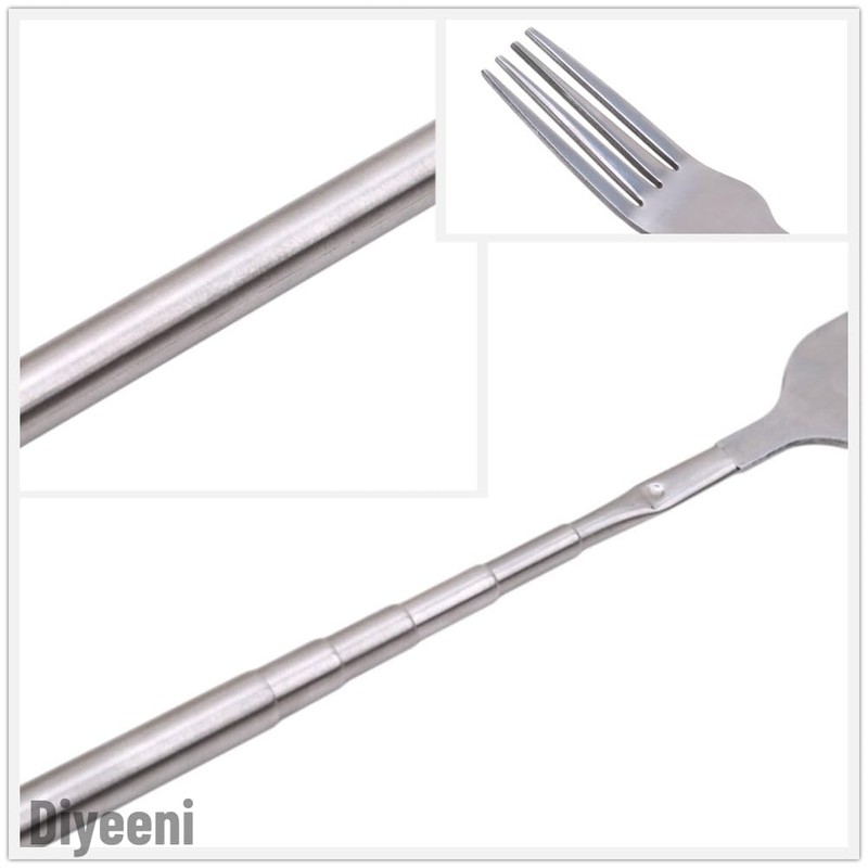 Stainless Steel Dinner Fork,BBQ Telescopic Extendable Dinner Fruit Dessert Long