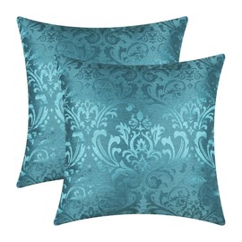 CaliTime Cushion Covers, Pack of 2, Throw Pillow Covers Cases for Couch, Sofa Home Decoration, Vintage Damask Floral Shining & Dull Contrast