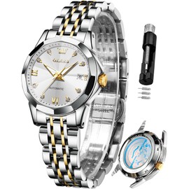 OLEVS Automatic Watch for Women Diamond Self Winding Luxury Elegant Casual Wrist Watch Date Waterproof Luminous