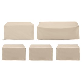 Crosley Furniture Patio Furniture Covers, Waterproof 5-Piece Cover Set for Outdoor Sectional Sofa Sets, Tan