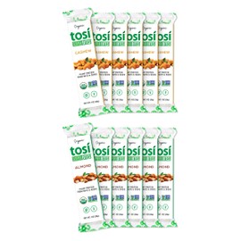 Tosi Organic SuperBites Vegan Snacks, Keto-Friendly, Best Sellers Combo 6 Almond and 6 Cashew, Gluten Free, Omega 3s, Fiber, 1 oz