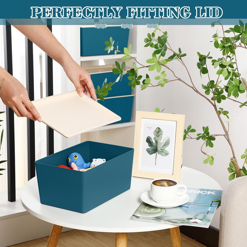 Menkxi 4 Pcs Storage Bins with Lids Plastic Storage Containers