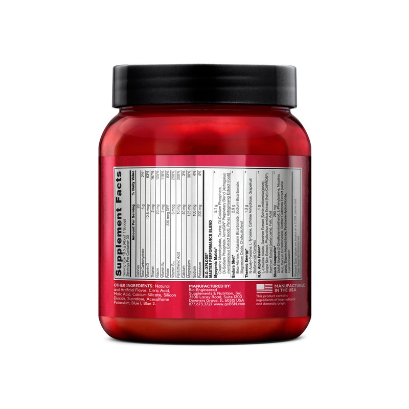 BSN N.O.-XPLODE Pre Workout Powder with Creatine, Blue Raz, 30