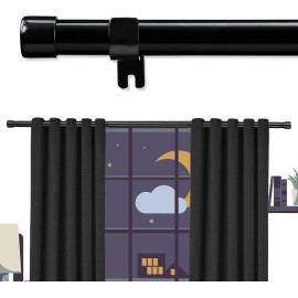 DonSail Long Black Curtain Rod for Living Room Windows 28 to 144 inch, 1" Heavy Duty Dra