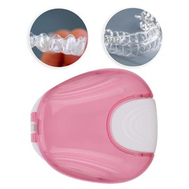 Caja De Retenedor De Ortodoncia, Contenedor Caja De Retenedor De Dentadura Impermeable Portátil Contenedor De Retenedores For Para Adultos(Rosado)