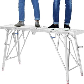 Portable Folding Scaffolding Platform Work Bench Scaffold Step Ladder with Adjustable Height and 800 lbs Max Load