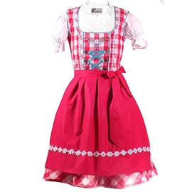 Costume Dress 3-Piece Children's Dirndl Set Hot Pink Size 86,92,104,110,116,122,128,134,140,146,152, hot pink