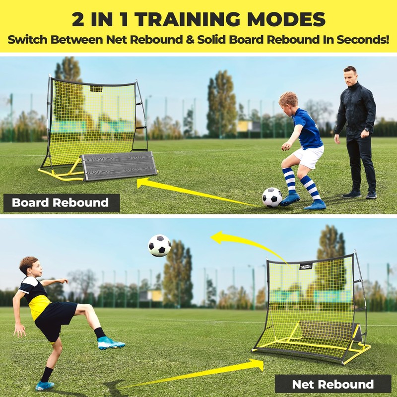 2 in 1 Soccer Rebounder Net & Board, Dual-Sided Rebounder