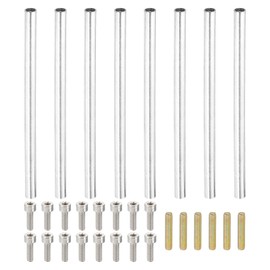 PATIKIL 90mm (3.5") Round Coupling Nuts Kit, M4 Threaded Connector Bar Hardware with Fully Thread Rods Socket Screws for Lamp Model Furniture DIY Repair Part