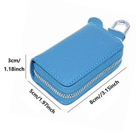 Leather Keys Wallet Car Key Card Holder, Multifunctional Zipper Key Case Coin Pouches Keychain Key Ring Case for Men and Women-Rose Red