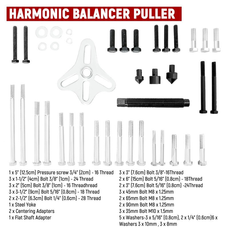 Harmonic Balancer Puller 46pcs Steering Wheel Puller Flywheel Remover Crankshaft