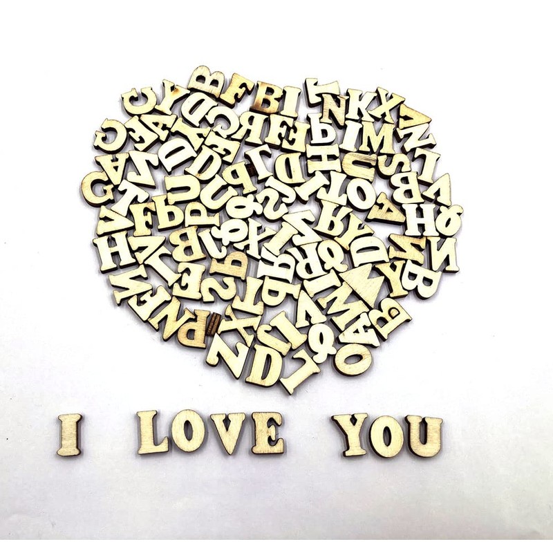 Aliotech 100Pcs 0.6inch Natural Wooden Letters for DIY Crafts