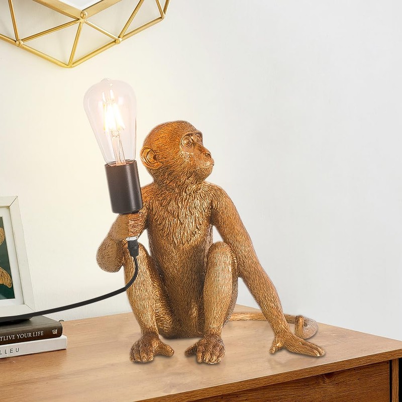 TONGNIDA Bedside Table Lamps for Bedroom Monkey Cute Animal Lamp,Gold
