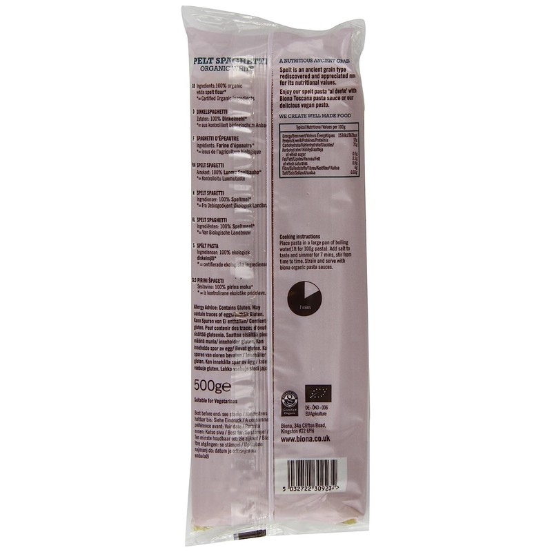 Biona Organic Spelt Spaghetti White 500g