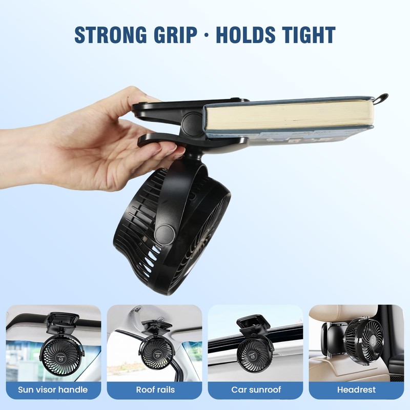 Shinebella AA Battery Car Clip Fan with Aromatic Feature for