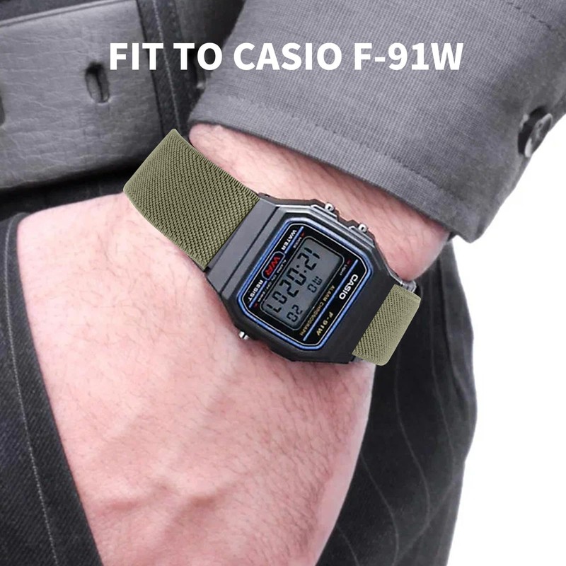 Quick Release Nylon Replacement Watch Strap Fit to Casio F-91W-