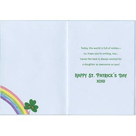 Designer Greetings Smiling Flowers, Butterflies and Rainbow Juvenile St. Patrick's Day Card for Daughter