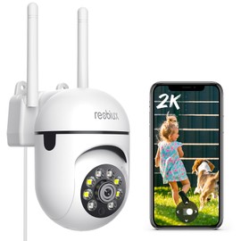 Reobiux Camara de Seguridad ExteriorInterior, 2K HD WiFi Cámara de Seguridad con Vision Nocturna, Panorama de 360, Audio Bidireccional, Grabación 247 