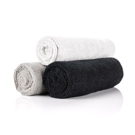 The Rag Company - Sport & Workout Towel - Gym, Exercise, Fitness, Sport, Ultra Soft, Super Absorbent, Fast Drying Premium Microfiber, 320gsm, 16in x 27in, White + Ice Grey + Black - 3-Pack