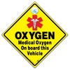 Medical Oxygen On Board Vehicle Warning Sign, 14 cm x