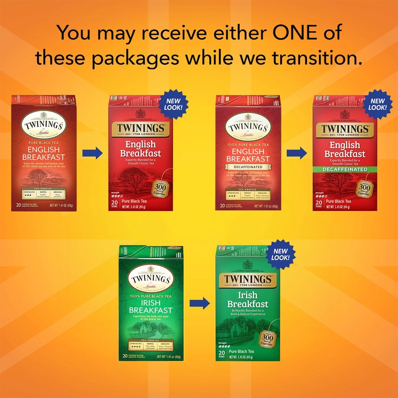 Twinings Tea Variety 6-Pack – Earl Grey, English Breakfast, Irish