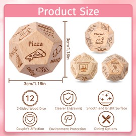 3pc Dice Gifts for Him Her, Gifts for Women Men, Anniversary Steel Food Decision Dice Couple Gifts Girlfriend Boyfriend Stocking Stuffers for Women Men Christmas Birthday Wedding Funny Gifts