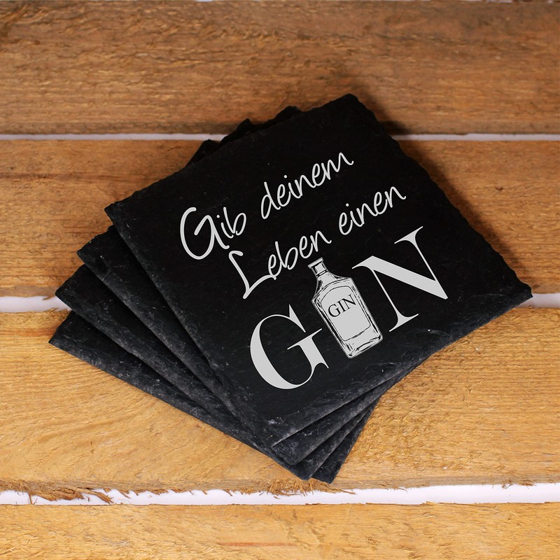 Slate Coasters Give Your Life a Gin – Set of