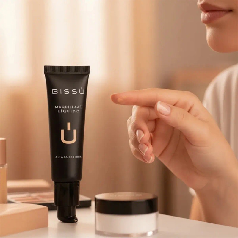 Pack Maquillaje Liquido Alta Cobertura + Polvo Fijador Bissu