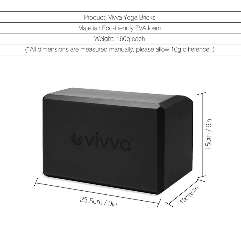 Vivva Yoga Blocks, 9"x6"x4" Yoga Blocks 2 Pack, Premium EVA