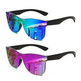 FEISEDY Womens Sunglasses Trendy Mirrored One Piece Lens Men Reflective Sun Glasses B4114