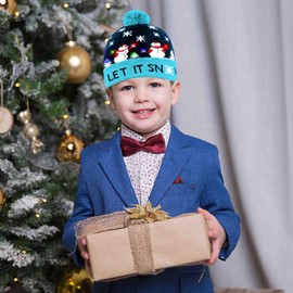 Christmas Hats, LED Christmas Hat, Christmas Hat Children, Luminous Christmas Hats, Christmas Hats, One Size for Adults and Children, Knitted Hat Gifts for Christmas (Snowman)