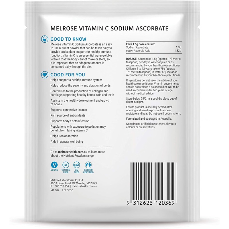 Melrose Vitamin C Sodium Ascorbate Powder – 125g – Gentle