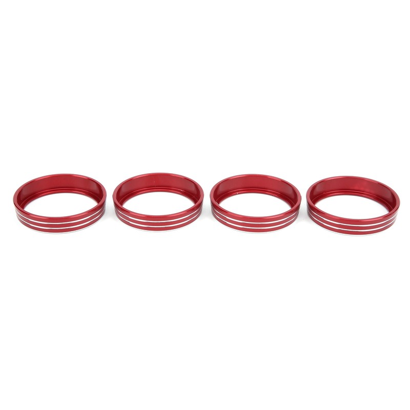 4pcs A/C Air Vent Knob Trims Rings Red Aluminum Alloy