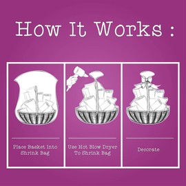 Purple Q Crafts Shrink Wrap Basket Bags 20 Pack For Gift Baskets Clear cellophane PVC Shrink Bags 24"X 30"