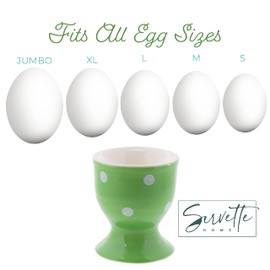 Ceramic Egg Cup With White Dots - Set of 2 (1 Green 1 Red)