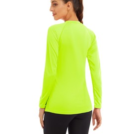 MAGCOMSEN Running Top Women Cool Shirts Quick Dry Sun Protection Shirts Rashguard Women Long Sleeve Summer Tops T Shirts for Women Fluorescent Green