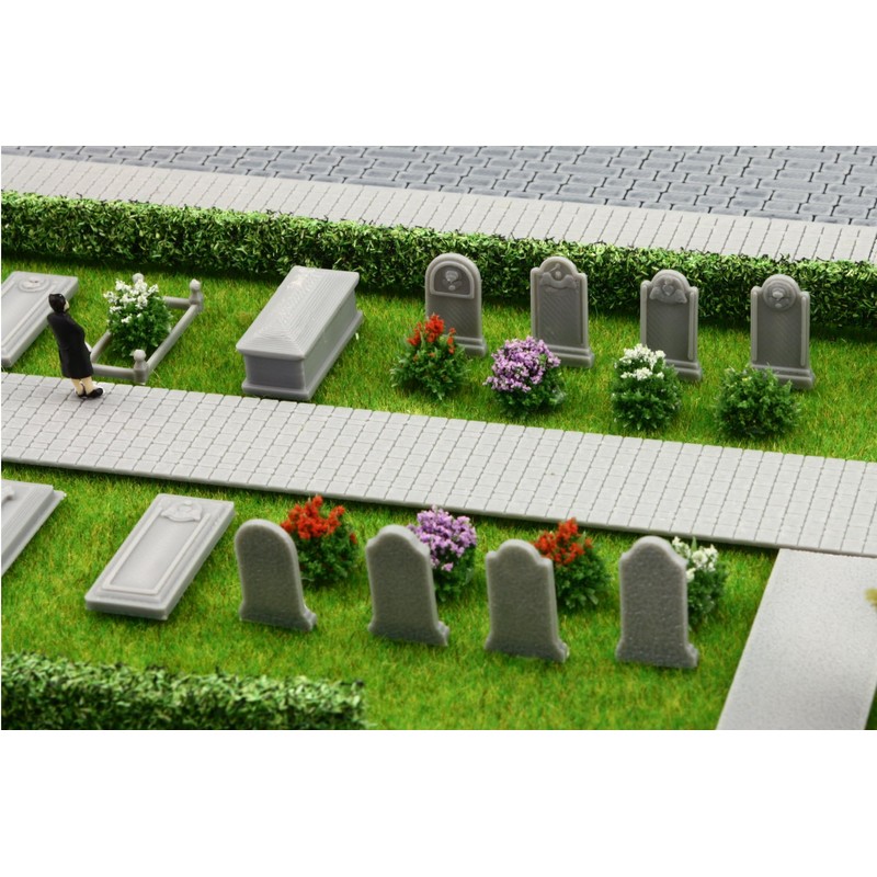 Overdrive-Racing Scale N 1:160 Cemetery Gravestones 19 Pieces Graves Crypt