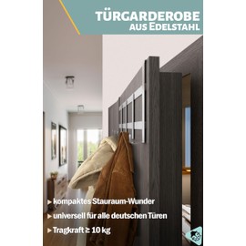 Menz Door Coat Rack, Stainless Steel Door Coat Rack for Hanging, Space-Saving Clothes Hooks, Universal Door Hook Rail for Hanging, Sturdy Door Hooks for Hanging