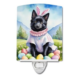 Caroline's Treasures Schipperke Easter Egg Hunt Ceramic Night Light Compact, UL-Certified, Ideal for Bedroom, Bathroom, Nursery, Hallway, Kitchen, 6x4x3, Multicolor