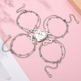 JSDDE BFF Friendship Bracelets for 3/4 Partner Bracelets Best Friends Forever and Ever Bracelet with Heart Puzzle Pendant Infinity Bracelet Gifts for Sister Partner Girlfriend, Stainless Steel