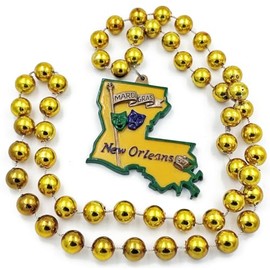 New Orleans Louisiana State Mardi Gras Bead Necklace Parade Staff and Masks