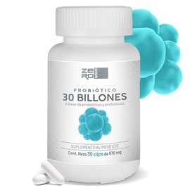 Probióticos y Prebióticos Avanzados - 30 Billones con Inulina de Agave - Lactobacilos y Bifidobacterias - 30 Cápsulas 1 Mes de Suministro - Sin Gluten Sin Azúcar - ZeroNovo