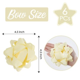 AIMUDI Ivory Grosgrain Gift Bows 4.5'' Present Bows for Gift Wrapping Self Adhesive Gift Wrap Bows for Party, Holiday, Baby Shower, Wedding Decorations - 6 Counts