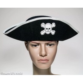 Jacobson Hat Pirate Hat Adult Black Felt Skull & Crossbones Buccaneer Costume Hat Lg