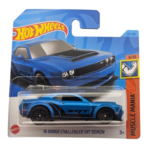 Hot Wheels '18 Dodge Challenger SRT Demon, Blue Muscle Car,