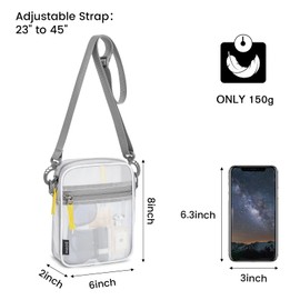 G4Free Clear Bag Stadium Approved, Clear Sling Mesh Bag for Women Men, Crossbody Transparent Chest Bag for Concerts Sports Events Festivals(White)