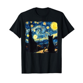 Cat Starry Night Van Gogh Cat Lover Cat Mom Dad Men Women T-Shirt