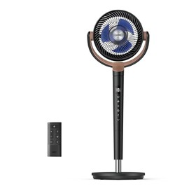 Dreo Standing Fan For Bedroom, 120°+120°Omni-directional Oscillating Fan, 85 ft Circulator With Remote, DC Motor Quiet Pedestal Room Fans, 8 Speeds, 3 Modes, 8H Timer, PolyFan 502 Black